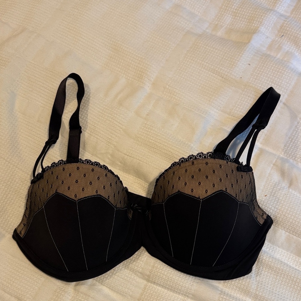 Adore Me Black Mesh Lace Demi Bra
